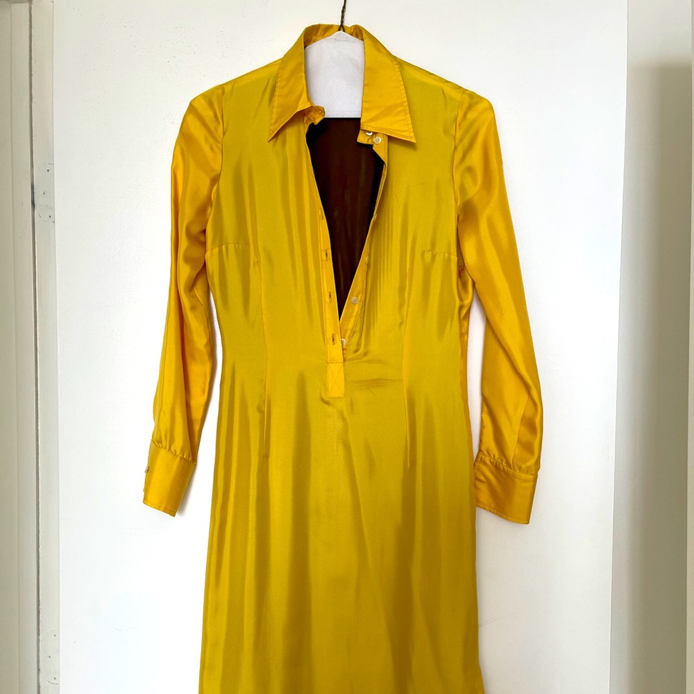 ALBERTA FERRETI Golden Silk Dress